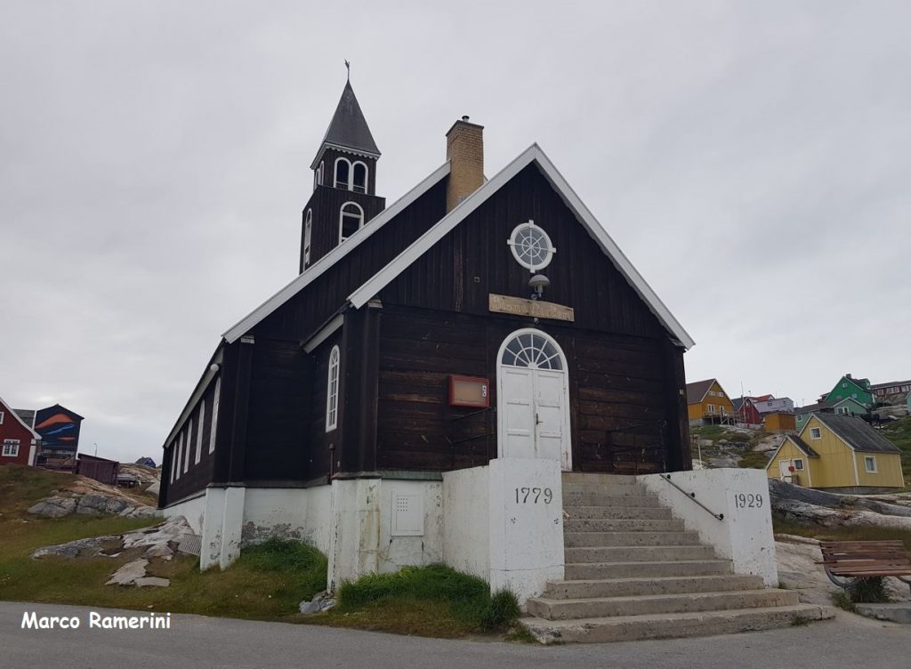A fachada do Zions Kirke uma das igrejas mais antigas da Groenlândia. Autor e Copyright Marco Ramerini